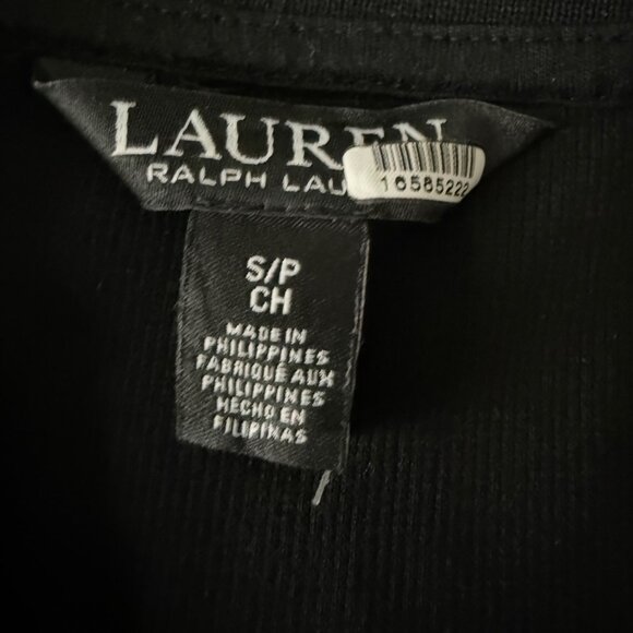 Lauren Ralph Lauren Black Polo-Style Knit Dress With Button-Front & Short Sleeve - Picture 5 of 12